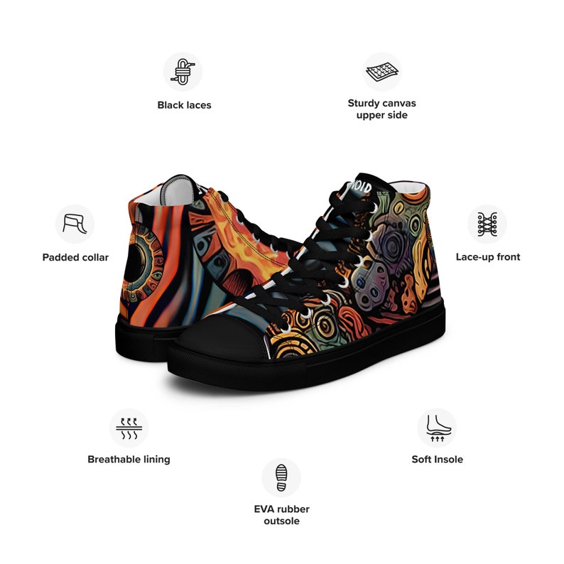 Trippy Shoes High Top Canvas Festival Wear Art Psychedelic Hippie